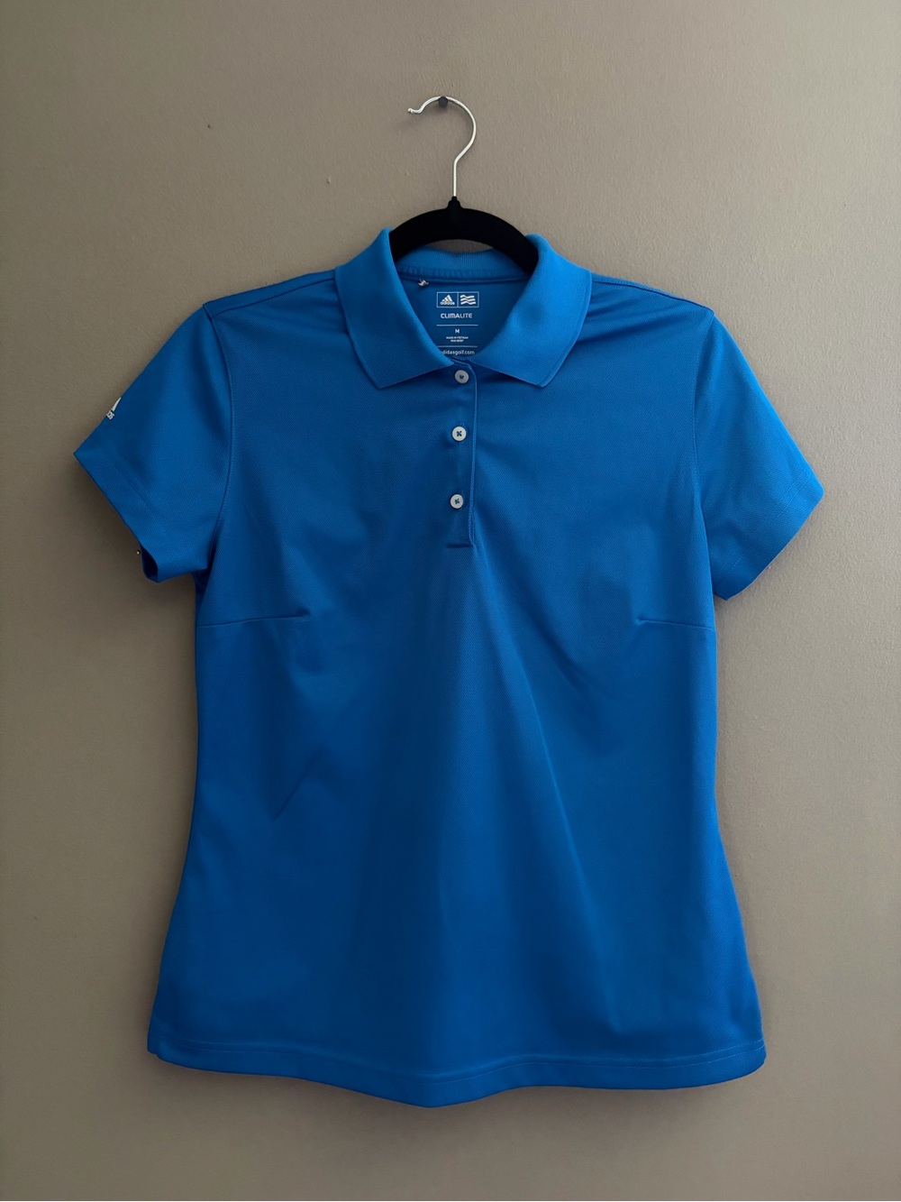 Adidas Climalite Golf Polo Shirt Blue Performance Moisture Wicking Top Medium